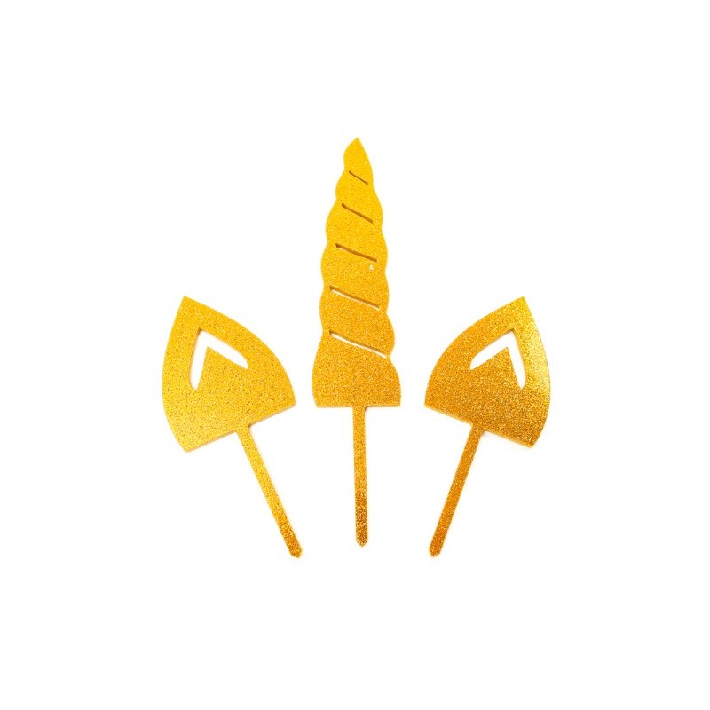 Gold Cake Topper - UNICORN SET - 3p - Sugar Crafty