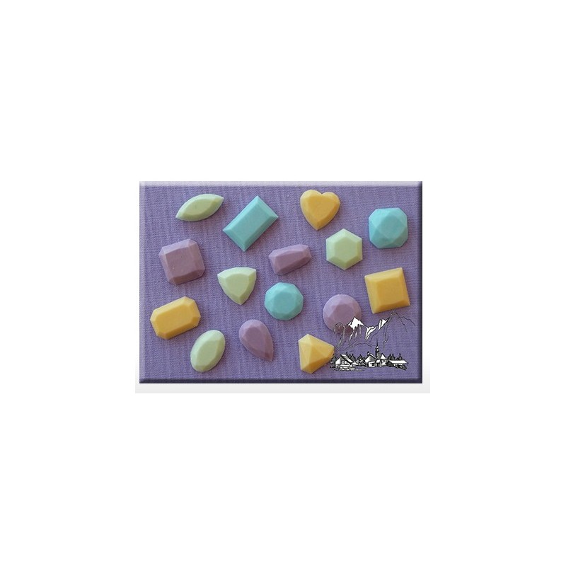 Molde de silicona - Conjunto de 15 pequeñas gemas - Alphabet Moulds