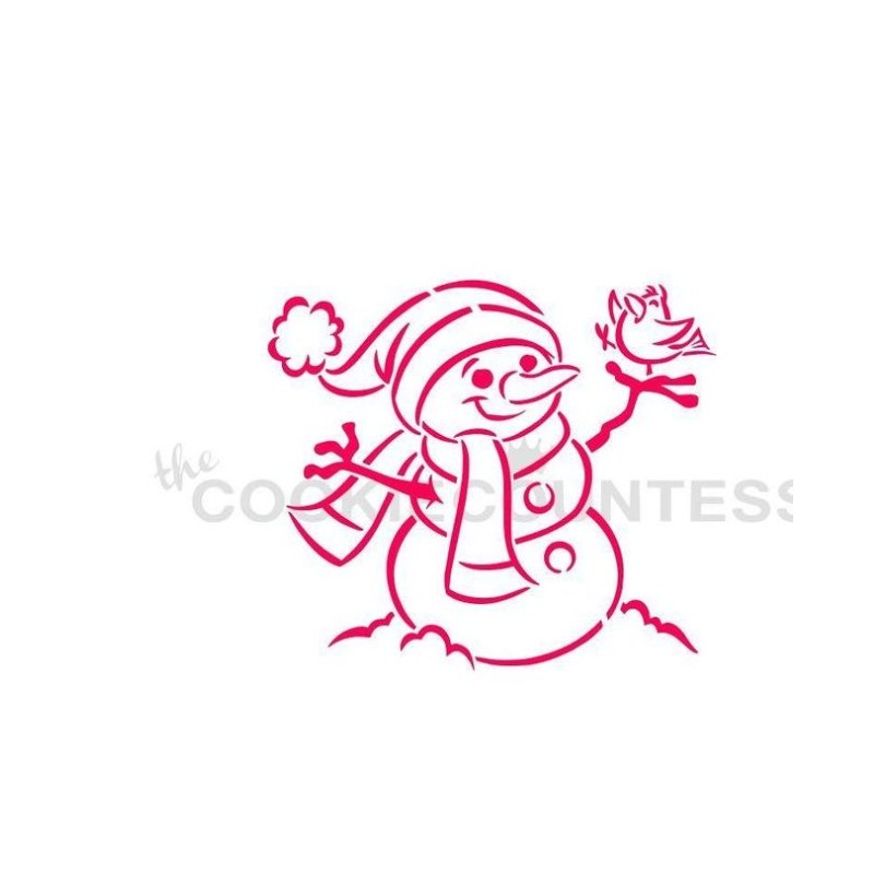 stencil Bonhomme de neige avec oiseau PYO - Cookie Countess