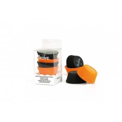 capsula cupcake naranja/negro - 75p - 50 x 32 mm - Decora