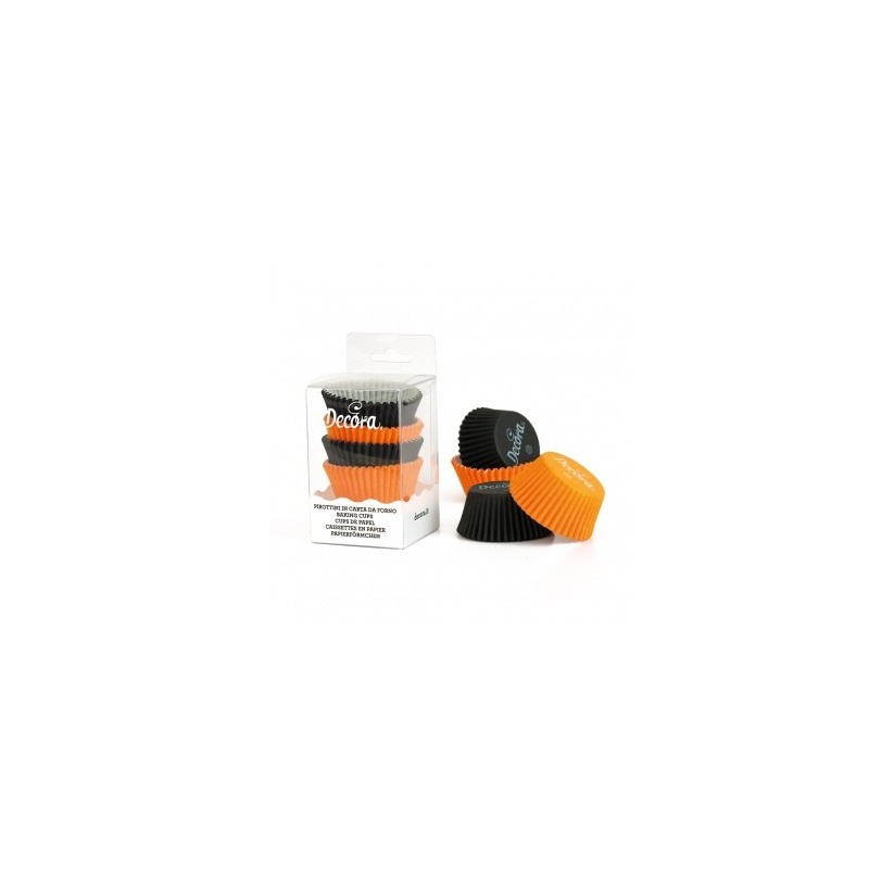 Caissettes à cupcake orange/noir - 75p - 50 x 32 mm - Decora