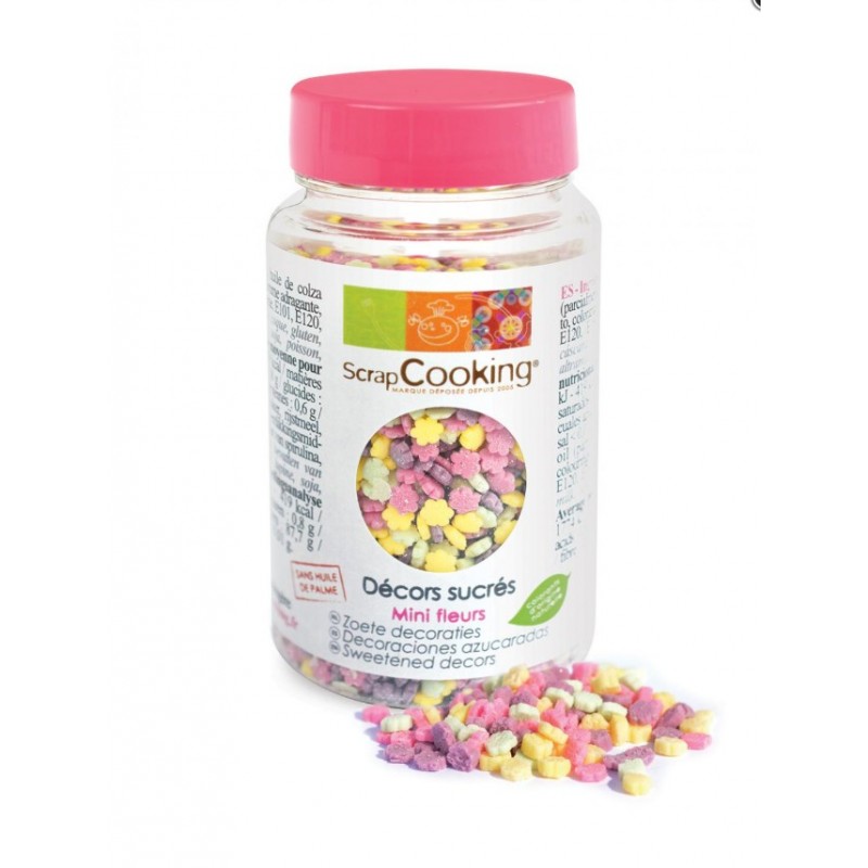 Pot of mini decorations assorted flowers of ScrapCooking - 55g
