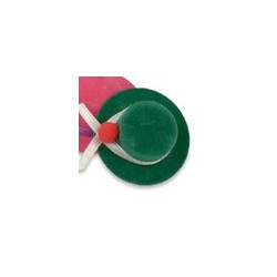 cappellino verde e pompon rosso - 35-70 x 10-50 mm