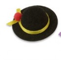 kleiner schwarzer Hut und roter Pompon - 35-70 x 10-50 mm