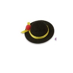 kleiner schwarzer Hut und roter Pompon - 35-70 x 10-50 mm