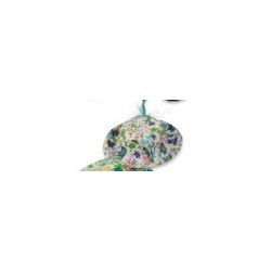 cappellino bianco con fiore blu - 35-70 x 10-50 mm