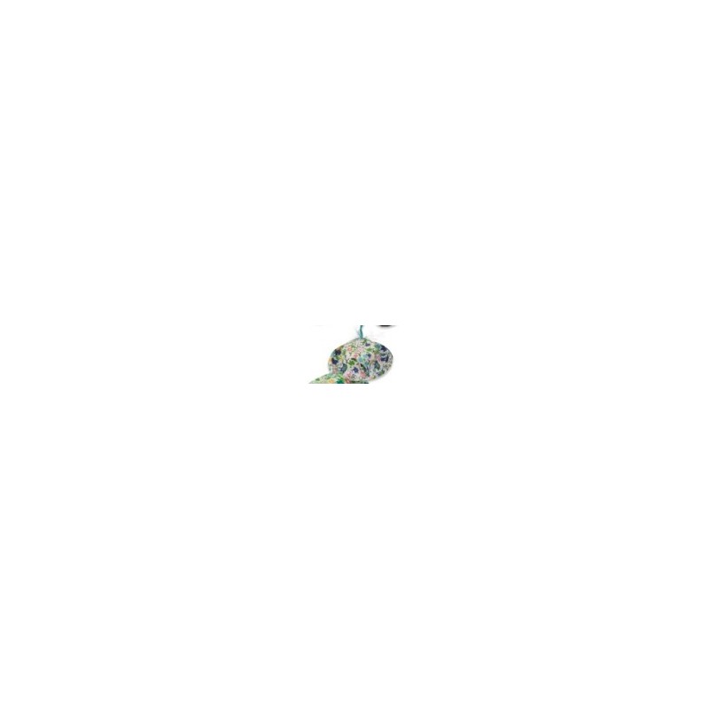 pequeño gorro blanco con flor azul - 35-70 x 10-50 mm