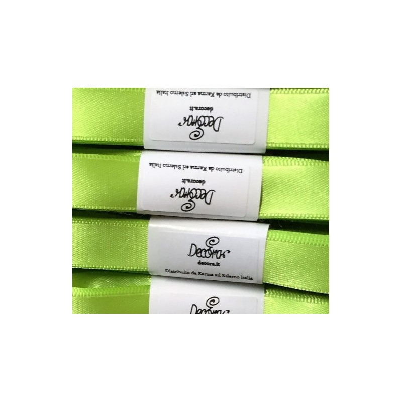 Satén cinta Decora "verde chiaro / verde claro" 15 mm x 5 m