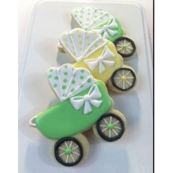 Cookie cutter baby carriage - 3 1/2" x 3 3/8" - Ann Clark