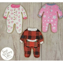 Cookie cutter baby footie pajamas - 4 1/2" x 4 1/8" - Ann Clark