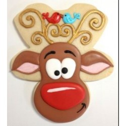 Cookie cutter reindeer head - 3 3/4" x 3 1/2" - Ann Clark