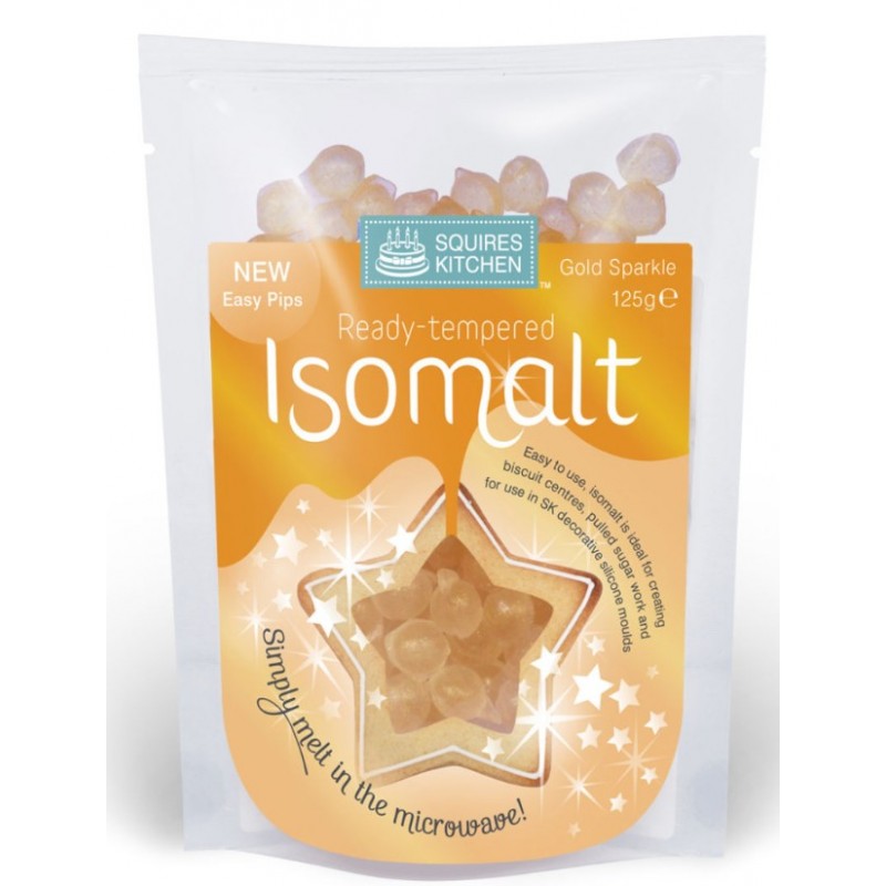 SK isomalt temperato pronto all'uso - gold sparkle / oro scintillante - 125g - Squires Kitchen